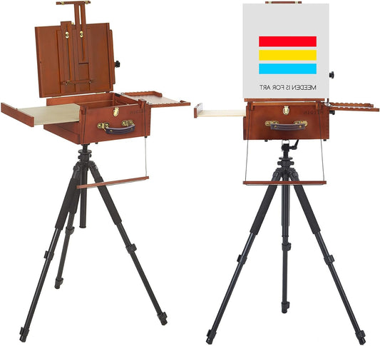 MEEDEN Ultimate Pochade Box with Aluminum Tripod Combo, Nylon Carrying Bag, Lightweight French Box Easel for Square Air Painting, All in One Design, Make Outdoor Painting Easy and Fun - QUORE