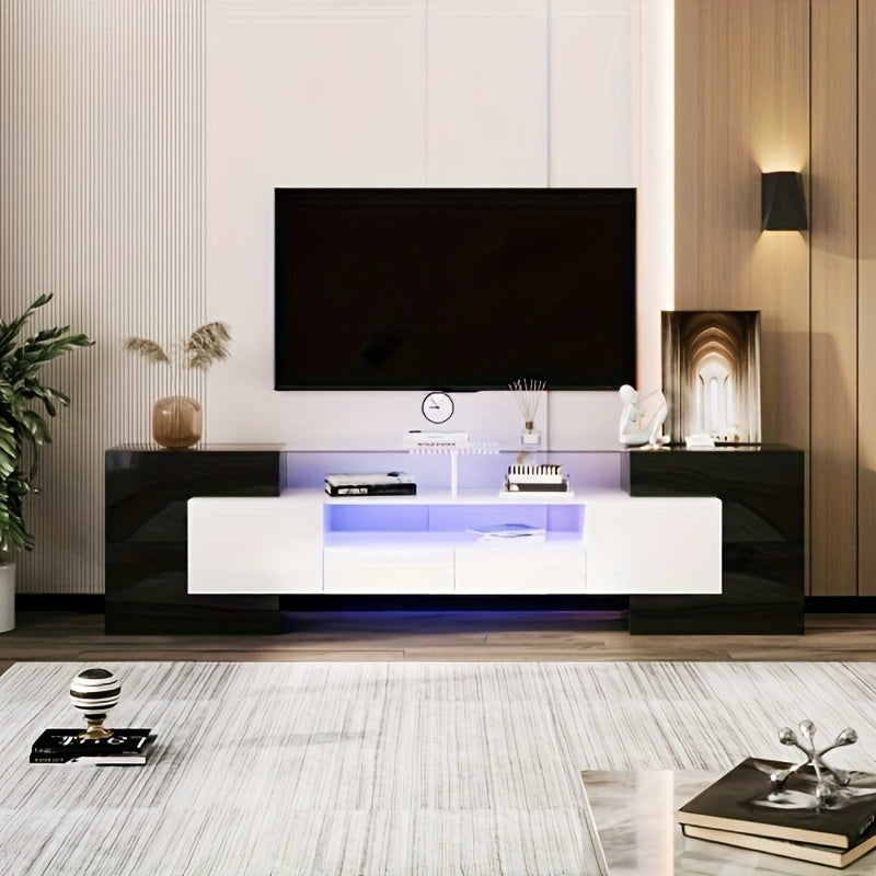 TV-meubel – TV-kast – TV-dressoir – Entertainmentmeubel – TV-standaard – Zwart-Wit Design – Geschikt voor TV tot 165 cm – Ruime Opbergruimte