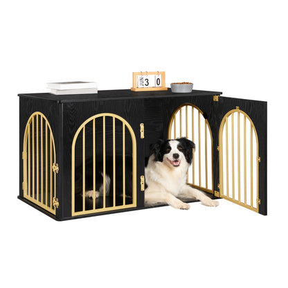 Hondenkennel – Hondenbench – Hondenkooi – Hondenhok – Kamerkennel – 3 Deuren – Modern Boogvormig Ontwerp – Stevig Metaal – 60x100x63 cm – Geschikt Tot 100 kg