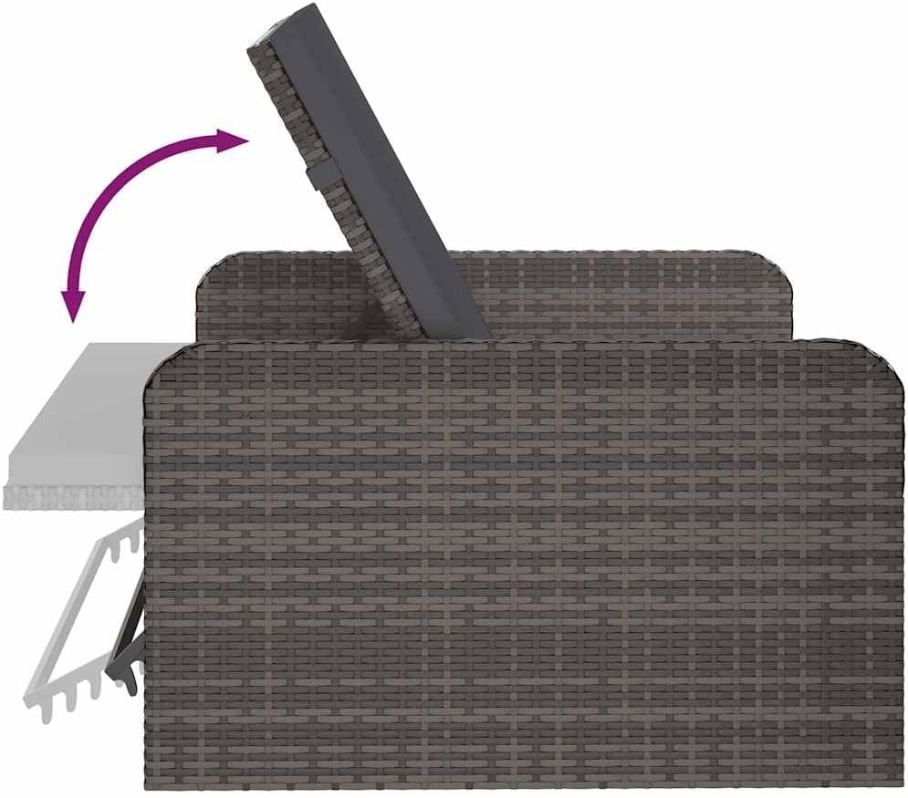 vidaXL Lounge Set with Cushions 2-piece Garden Set Furniture Set Garden Garden Furniture Set Lounge Furniture Set Lounge Furniture Lounger Furniture Poly Rattan Grey - QUORE