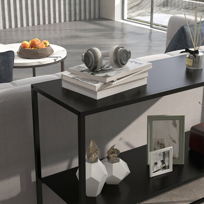 Sidetable – Wandtafel – Haltafel – Bijzettafel – Opbergrek – Met Stalen Frame – Anti-Kantel Bescherming – 90x30x75 cm