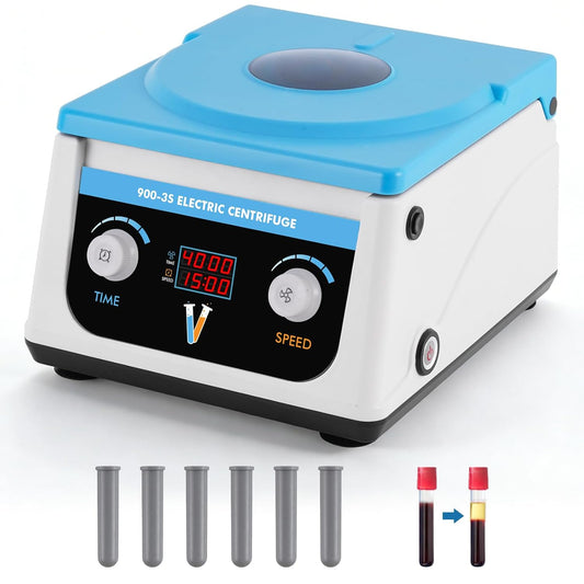 YUCHENGTECH Laboratorium Tafelcentrifuge Lage Snelheid met Digital LCD-scherm 4000 rpm Rotor 6x15ml Timer 0-99 min 1878xg Afmetingen voor Buizen 5/7/10ml