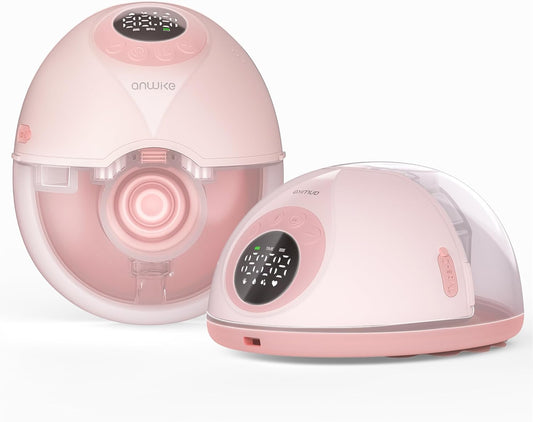 ANWIKE Elektrische borstkolf, dubbel, ultra stil, 35 dB, elektrische borstkolf, handsfree, 12 standen, 4 modi, met modus-geheugenfunctie, oplaadbare borstkolf, handsfree met flensinzetstukken, roze