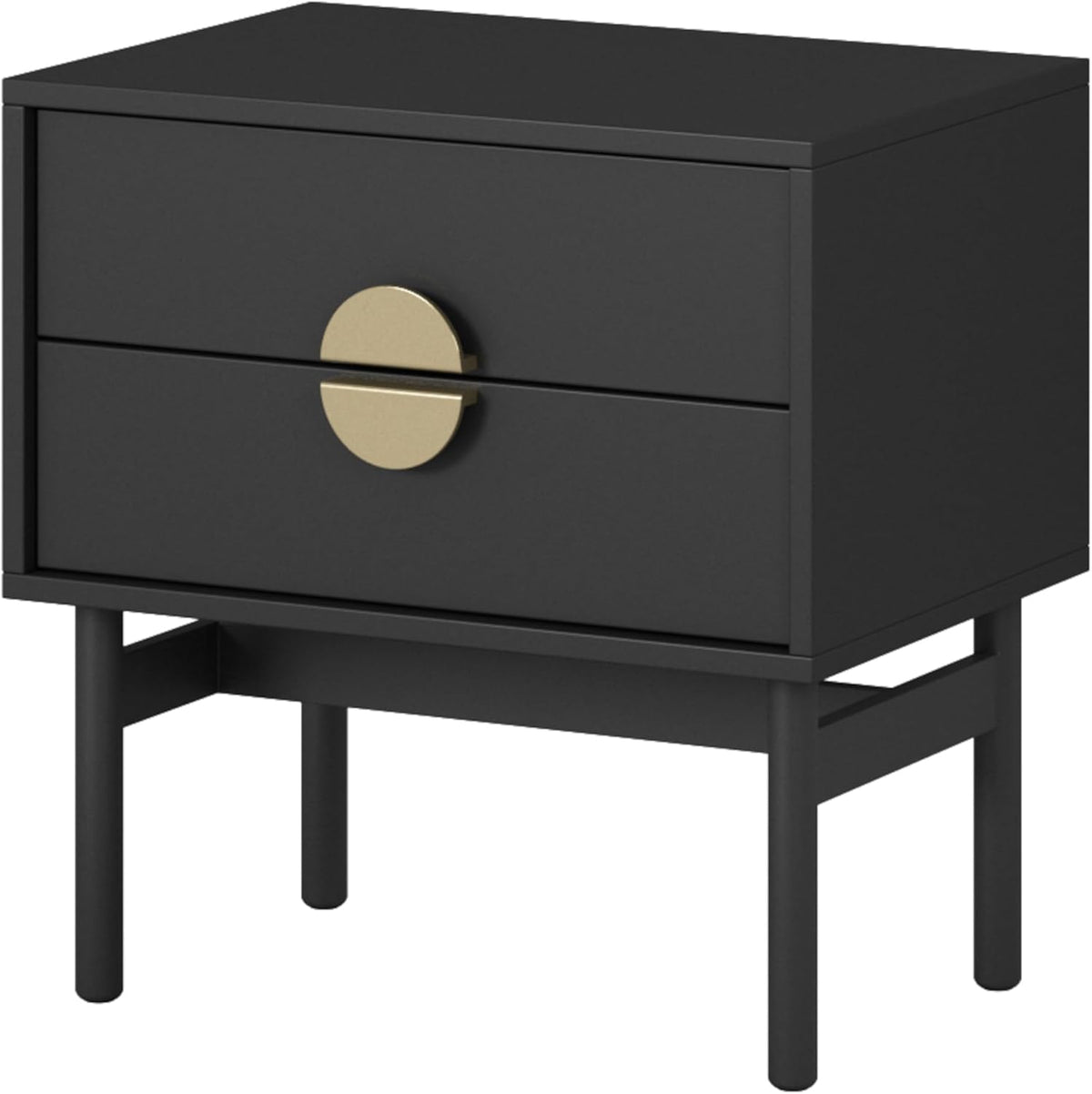 Selsey Nachtkastje Bijzetkast Bijzettafel Nachtkastje 55 cm met 2 laden zwart stalen frame Stoon