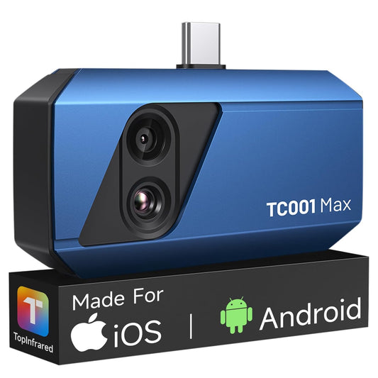 TOPDON Thermal Imaging Camera TC001 Max for Android iPhone, 512×384 TISR Resolution with Visual Camera, -20°C - 550°C, 25 Hz, Dual Lens, Thermal Camera, USB-C for Buildings, Electric, HVAC and - QUORE