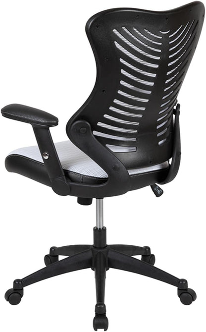 Flash Furniture High Back Designer White Mesh Executive Swivel Ergonomische bureaustoel met verstelbare armen, 65,75 cm B x 64 cm D x 99 cm H