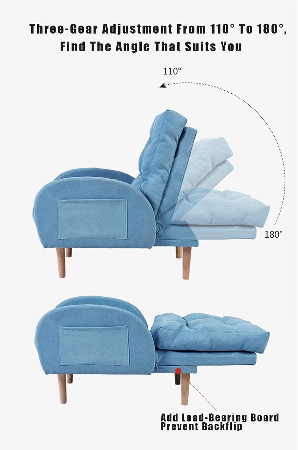 Fauteuil – Relaxstoel – Verstelbare Stoel – Loungestoel – Slaapstoel – 3-Posities Verstelbaar – Maximale Belasting 150 kg