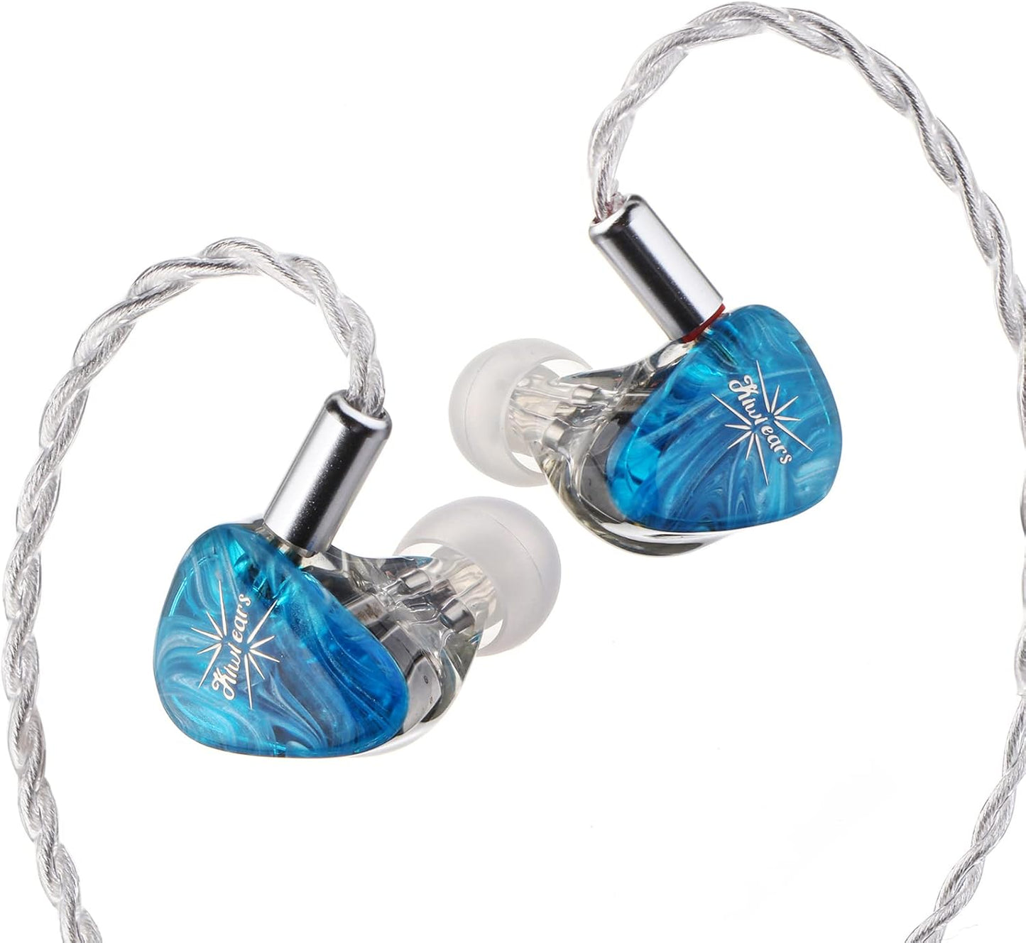 Linsoul Kiwi Ears Orchestra Lite Performance Custom 8BA in-Ear Monitor IEM met Afneembare 4-aderige 7N Zuurstofvrij Koper OFC-kabel, Handgemaakte Faceplate voor Audiofiele Studiomuzikant(Blauw)