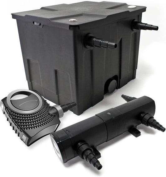 Set: Bio-vijverfilter set 12.000 l SuperEco vijverpomp 80 W UVC-unit 24 W