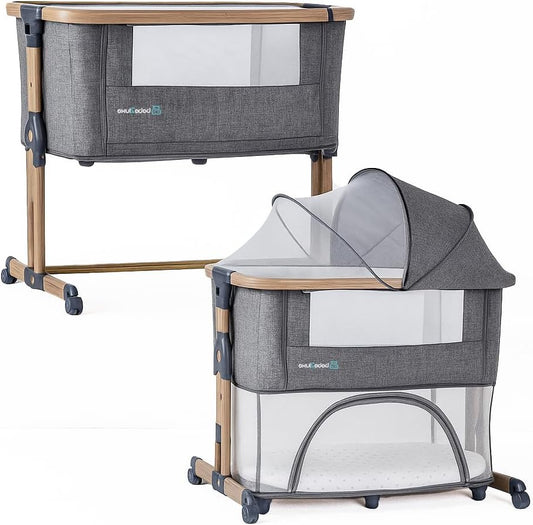 BEBE2LUXE Leo 3-in-1 Baby Crib - Height Adjustable, Safe Cot, Modular Playpen from Birth to 36 Months in Park Mode - Grey - QUORE