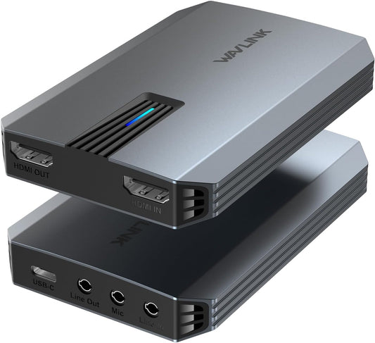 WAVLINK 4K HDMI Video Capture Card, HDMI Video Grabber voor Live/Gaming Streaming met Ultra-Low Latency, VRR Ondersteuning, Plug and Play, Compatibel met Windows/Mac/Linux/Android- HG901U