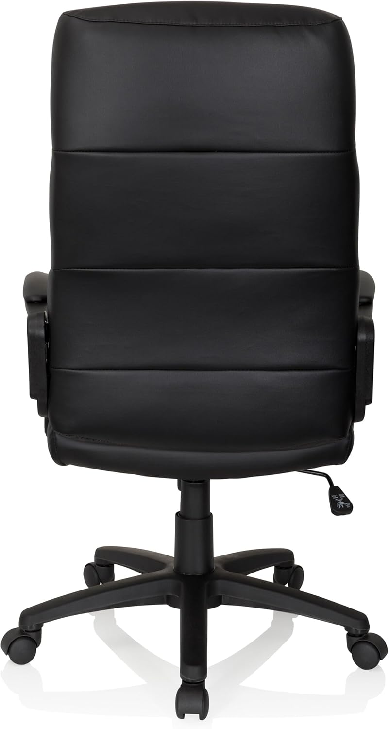 hjh OFFICE Futura 100 738113 directiestoel van kunstleer, zwart, draaistoel met wielen en kantelfunctie, in hoogte verstelbaar