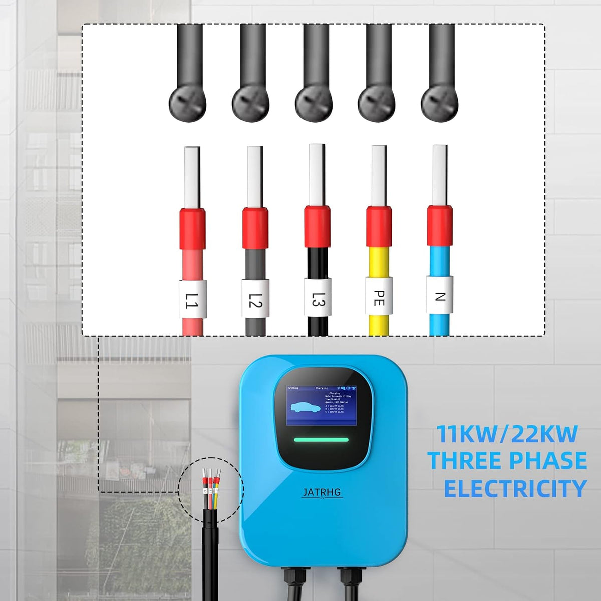 Laadstation Elektrische Auto – Oplaadpunt EV – Wallbox – Snelader – Type 2 Laadpaal – 11 kW Driefasig – 16A 380V – Waterdicht Met Shutter Bescherming