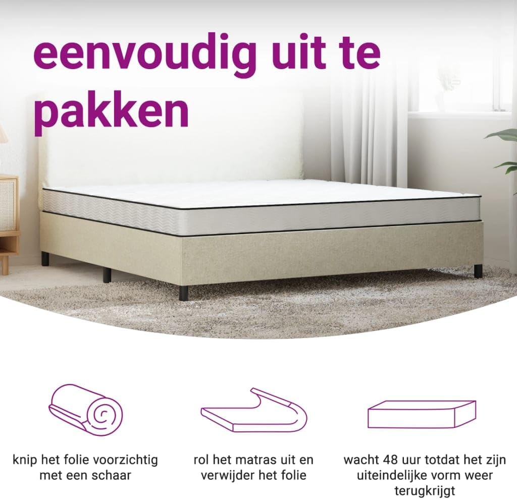 vidaXL Schuimmatras middelzacht 200x200 cm, tweepersoonsmatras, tweepersoons matras, matras schuimrubber, foam matras, matras schuim