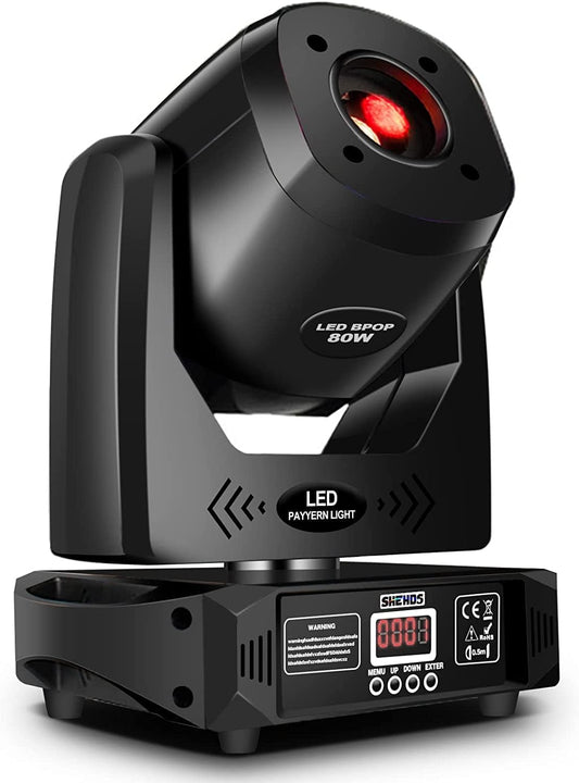 SHEHDS 80W LED Spotlights met 8 Kleuren 8 Gobos DJ Lichten Bewegende Hoofd Licht 3-Facet Draaibaar Prisma Elektronische Focus Geluid Geactiveerd DMX Controle Podium Licht