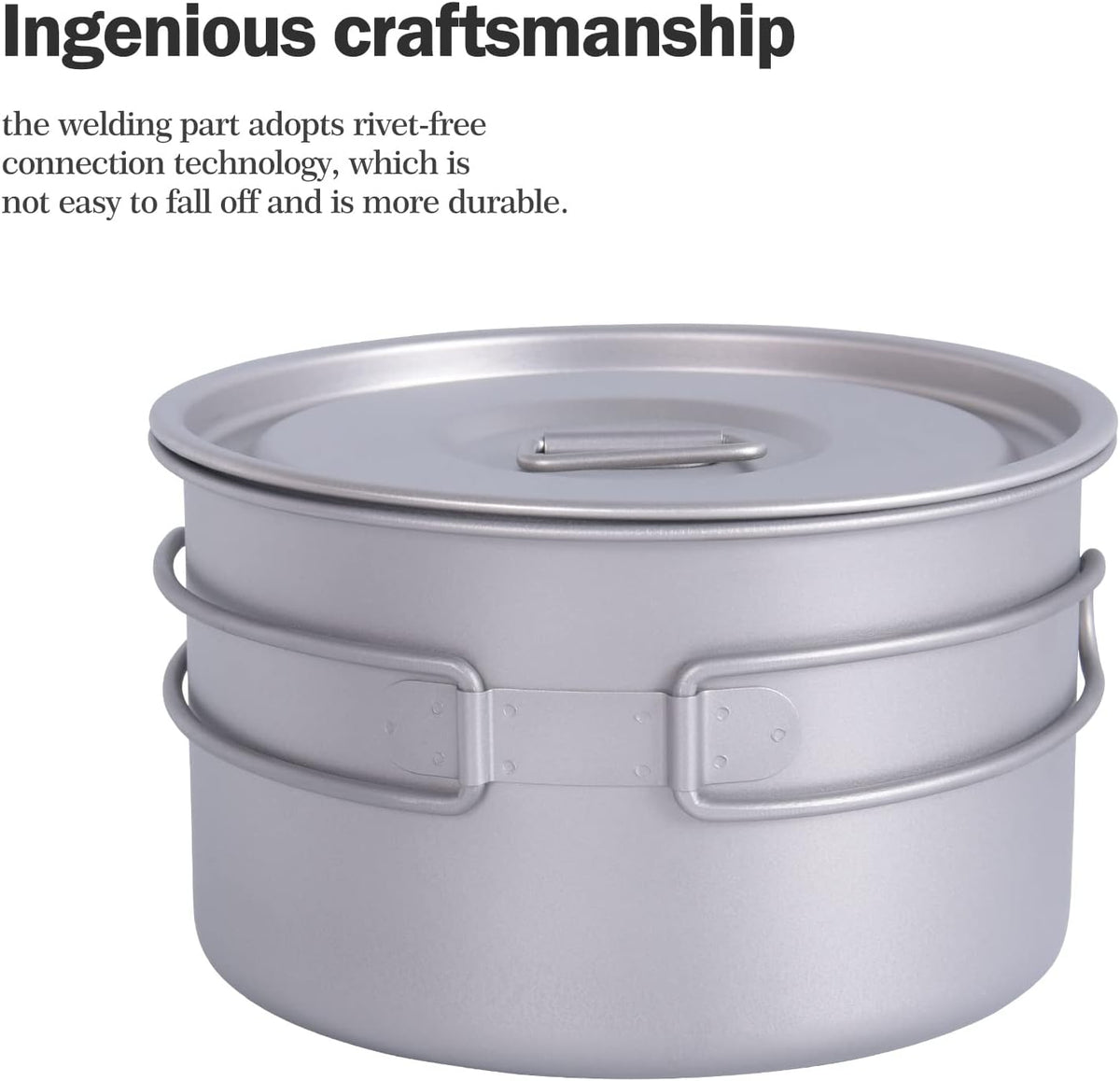 iBasingo Camping Kookpot Set 1.2L & 1.8L & 2.4L Outdoor Titanium Kookgerei Saus Pot Solo Hot Pot Lichtgewicht Draagbare Reizen Steelpan Koken Kit Backpacken Apparatuur Ti2109C