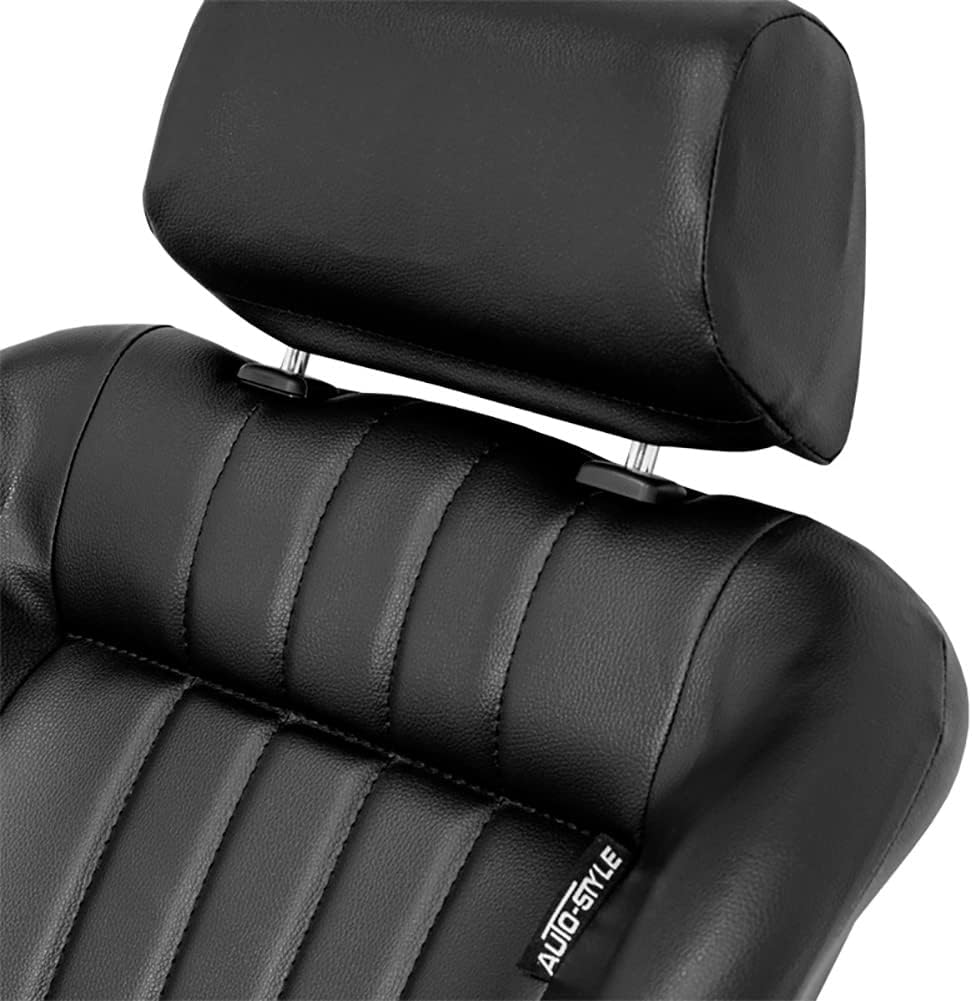 AutoStyle Sportstoel 'Classic' - Zwart Kunstleder - Vaste rugleuning + Hoofdsteun - incl. sledes