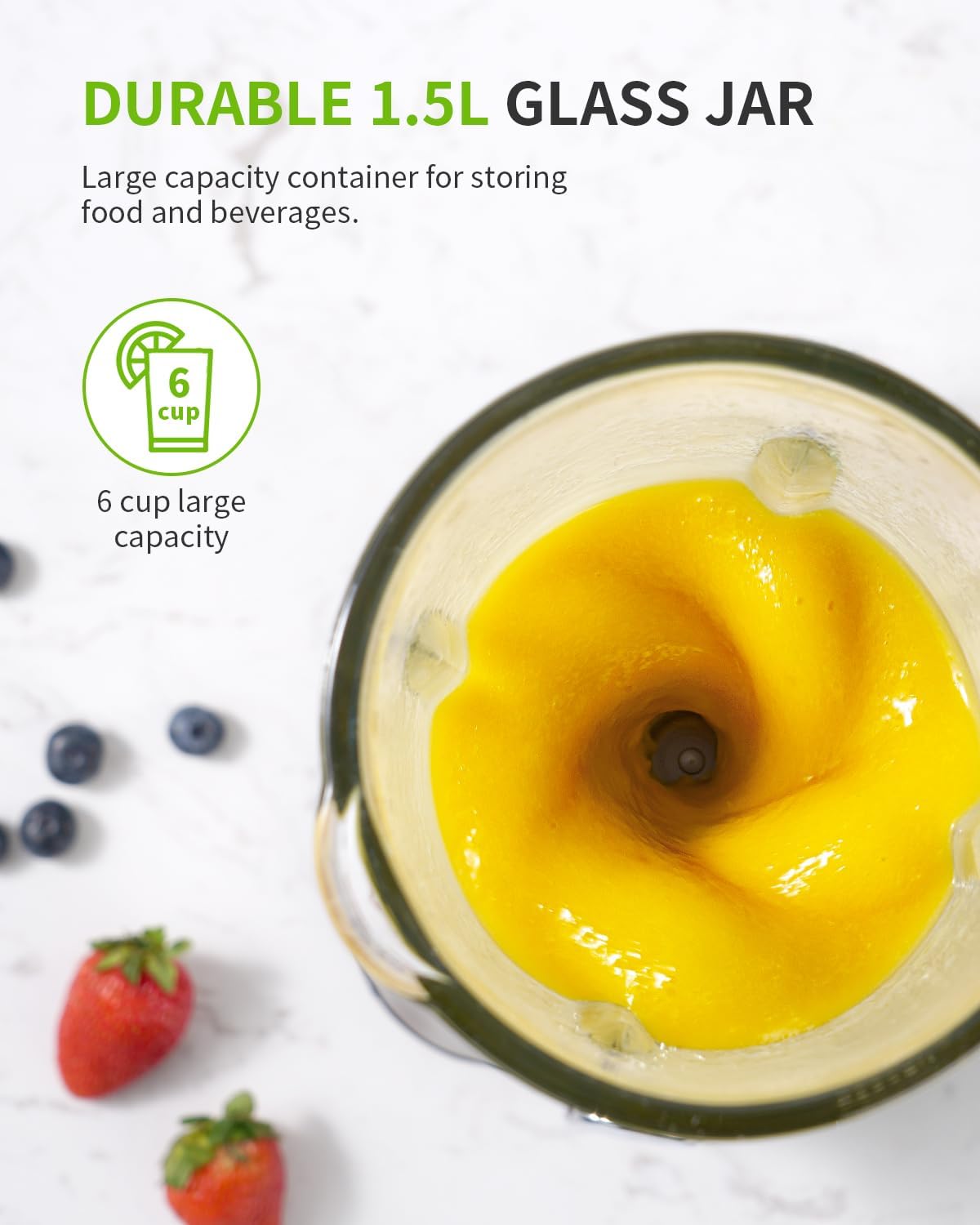 GDOR 1200 W blender glas 2-1 mixer smoothie maker met 1,5 l glazen kan en 650 ml reisbeker 3 snelheden high-performance mixer professionele blender voor smoothies shakes bevroren dranken sauzen