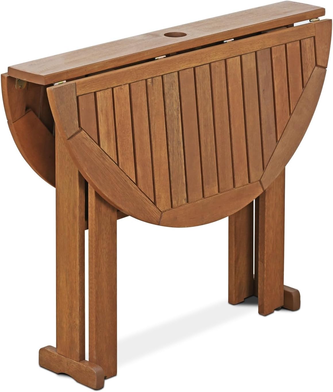 Ronde Tafel – Klapbare Tafel – Bijzettafel – Patio Tafel – Buitentafel – Ruimtebesparend Gate-Leg Design – Duurzaam Maleisisch Hardhout met Teakolie Afwerking