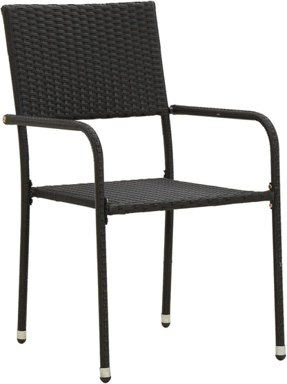 Tidyard 3-Piece Dining Set for Garden Outdoor Dining Room Set Black Poly Rattan Wood Rattan Table and Garden Chairs Set for Table and Chairs Square Wood and 2 Garden Chairs - QUORE