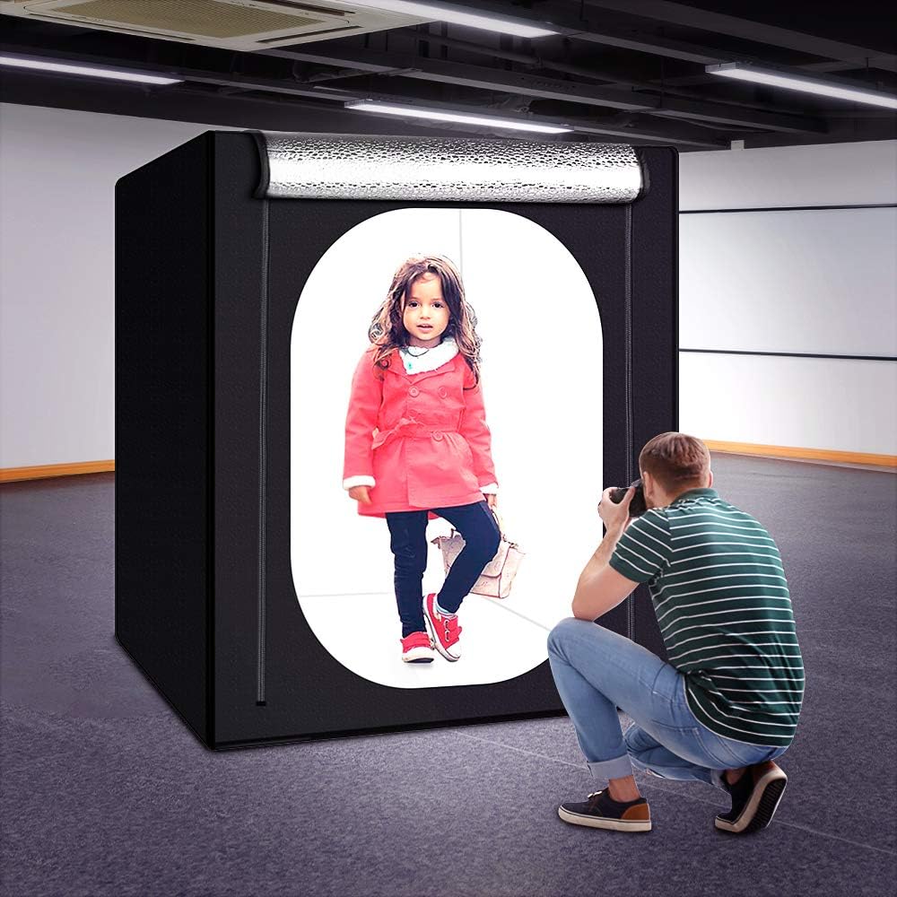 Fotostudio lichttenset, 100 x 100 x 100 cm, dimbare fotobox met 384 ledlampen en 3 gekleurde achtergronden voor fotografie