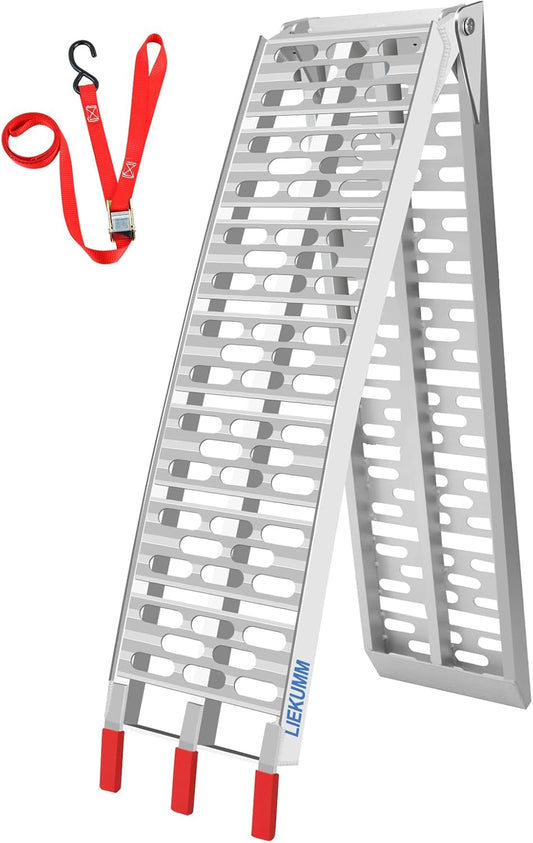 LIEKUMM Alimunium 228 cm opvouwbare oprijplaat voor SUV, motorfiets, vrachtwagen, lading, 340 kg draagkracht