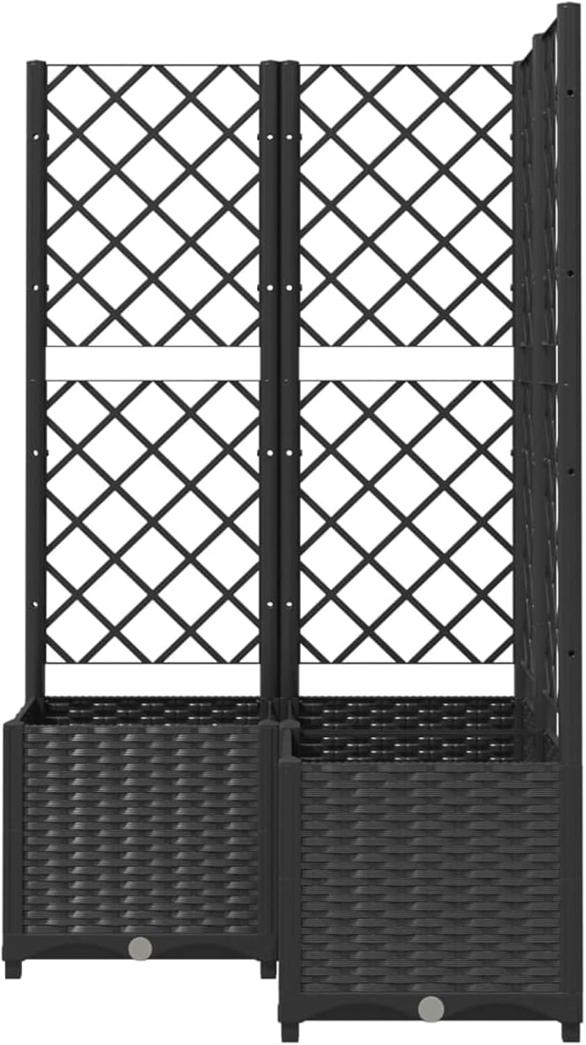 Gecheer Planter with trellis garden trellis planter climbing aid planter flower box flower box planter black 80x80x136cm polypropylene - QUORE
