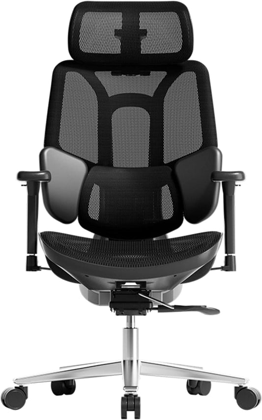 Hbada E3 Air Ergonomic Office Chair with 3-Zone Dynamic Lumbar Support, Office Chair with 3D Adjustable Headrest, 3D Armrests Adjustable, Black - QUORE