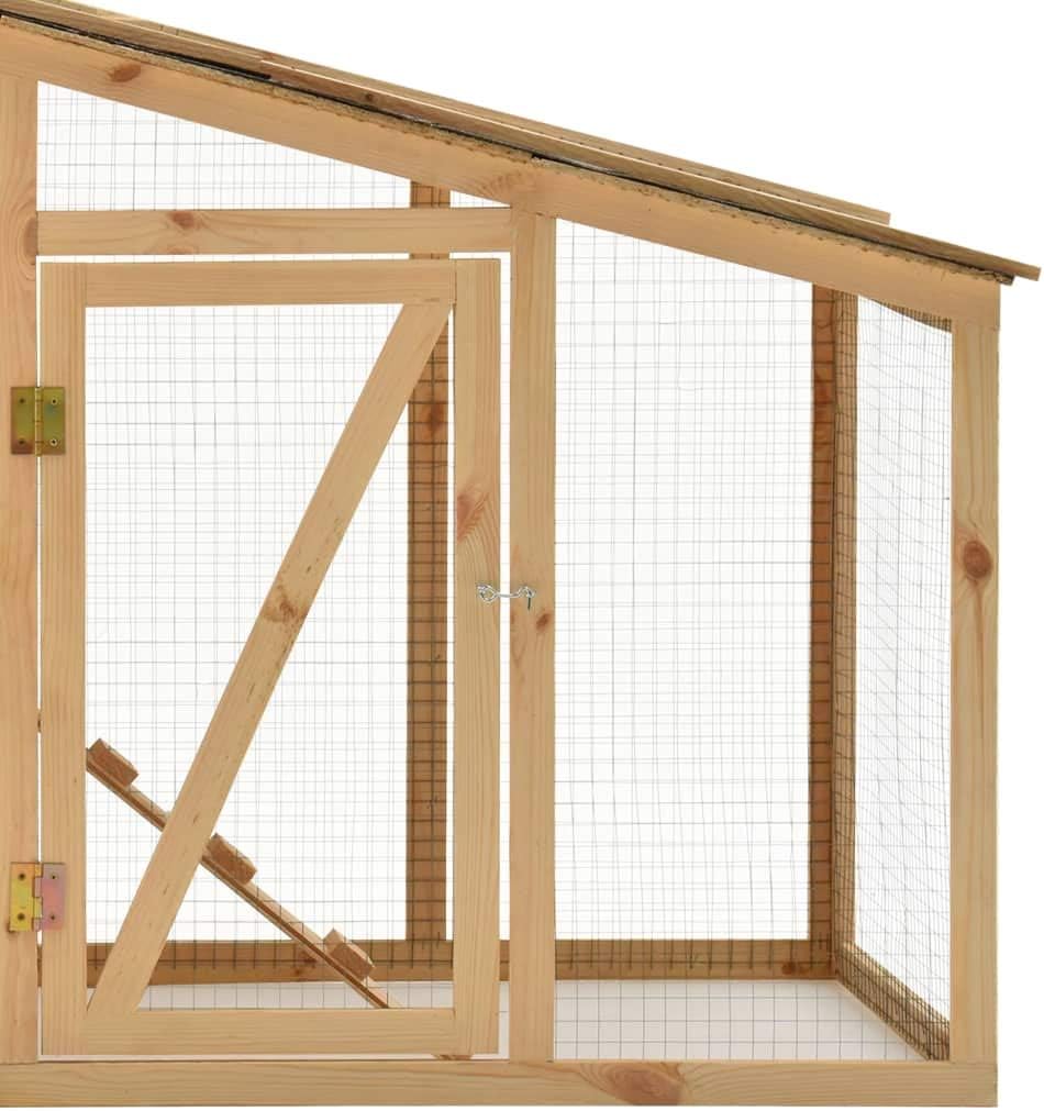 Solid Pine Chicken Coop 178 x 67 x 92 cm Chicken Coop Aviary Outdoor Cages and Chicken Coops - QUORE