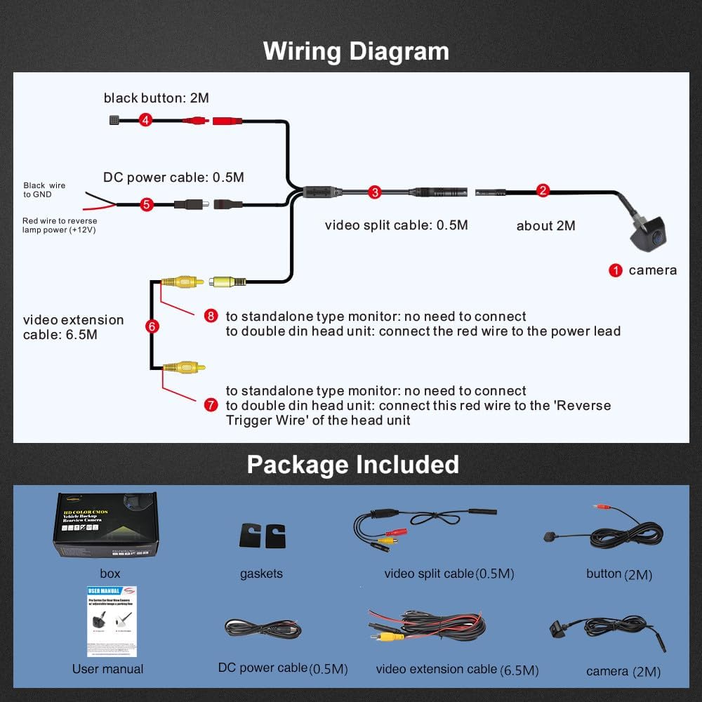 PARKVISION Achteruitrijcamera PRO120 12-24V met Afstandsbediening - 5 Helderheidsstanden, 2m Kabel, NTSC, Geschikt voor Bestelauto's (Doos 14 stuks)