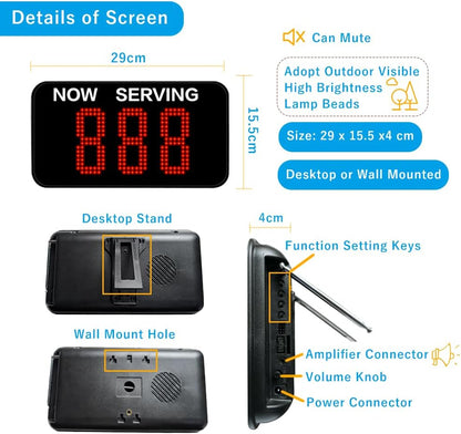 Wireless Call System Take One Number System Queue Management System Restaurant Beeper Waiting Number System with 1 Display Receiver + 1 Thermal Printer + 3 Call Buttons - QUORE