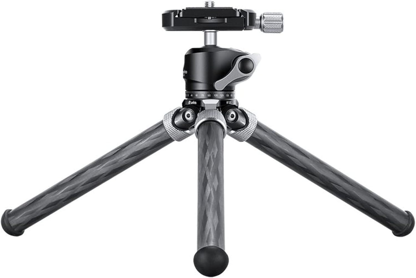 Leofoto MT-02C+LH-22 Tafelblad Statief, Mini Travel, Koolstofvezel, 2 Benen Sectie, 1/4" Statief Montage Stud Ball Head Kit (zwart)