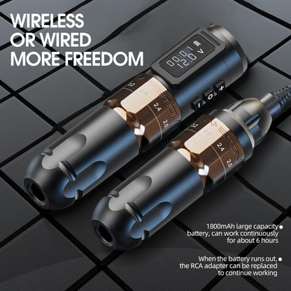 Ambition Mars-U Tattoo Kit Draadloze Tattoo Pen met Dubbele 1800mAh Batterijen, Verstelbare Slag en 20 Glory Naaldpatronen in Gemengde Maten voor Professionals en Beginners