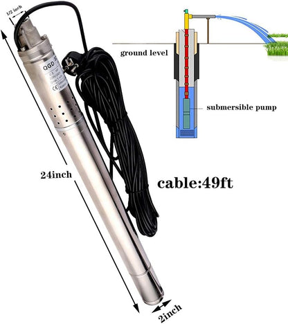 Diepwaterpomp, 220 V, 370 W, dompelpomp, 50 m, diepwaterpomp, dompelpomp voor thuis, industrieel, landbouw en tuin