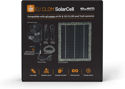 icusun Zonnepaneel voor wildcamera's, 5,4 watt, veilig en weerbestendig, incl. oplader