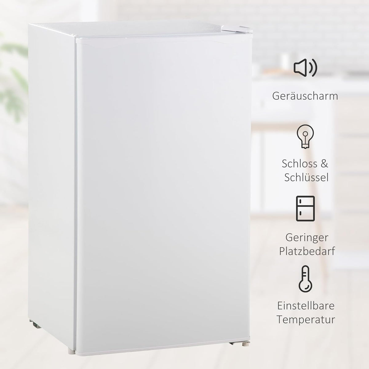 HOMCOM 91L koelkast met vriesvak 81L+10L, kleine koelkast met groentelade, eierrek, ijsbakje, verstelbare temperatuurregeling voor slaapzaal, kantoor, slaapkamer, wit