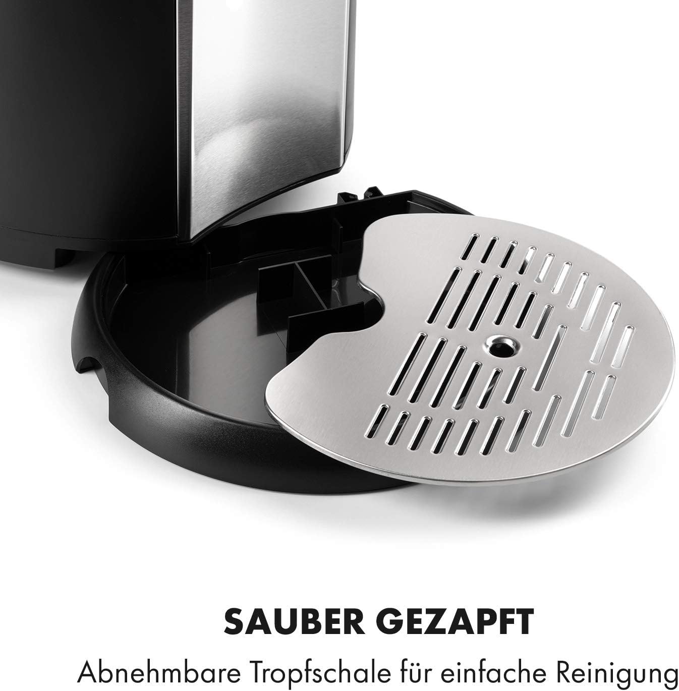 Klarstein Beerkules bierdispenser bierkoeler - voor alle 5 l fusten met en zonder uitgiftesysteem, drukmedium: CO2, incl. 3 patronen, compressiekoeling: koeltemperaturen van 2-12 ° C, zilverzwart