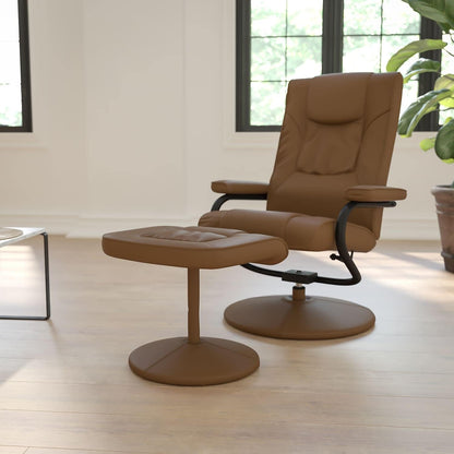 Flash Furniture Hedendaagse fauteuil en Ottomaanse fauteuil met lederen basis, metaal, Palimino, 72,39 x 58,42 x 39,37 cm
