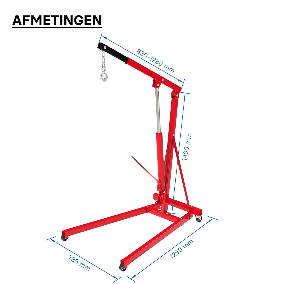 Werkplaatskrik voor ladingen tot 500 kg - motorblokkrik met draagarm van 830-1280 mm - lastkraan