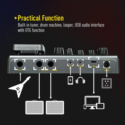 SONICAKE Multi Effecten Processor met Expressie Pedaal Gitaar Basversterker Modellering IR Kasten Simulatie Stereo OTG USB Audio Interface Matribox