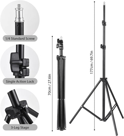 Softbox Set – Fotostudio – Studiolampen – Studioverlichting – Lichtset – 2 x 50 x 70 Cm – 2 x 80 W Tweekleurig Ledlicht 2800K-6000K – Met 2 x Lichtstatieven En Afstandsbediening