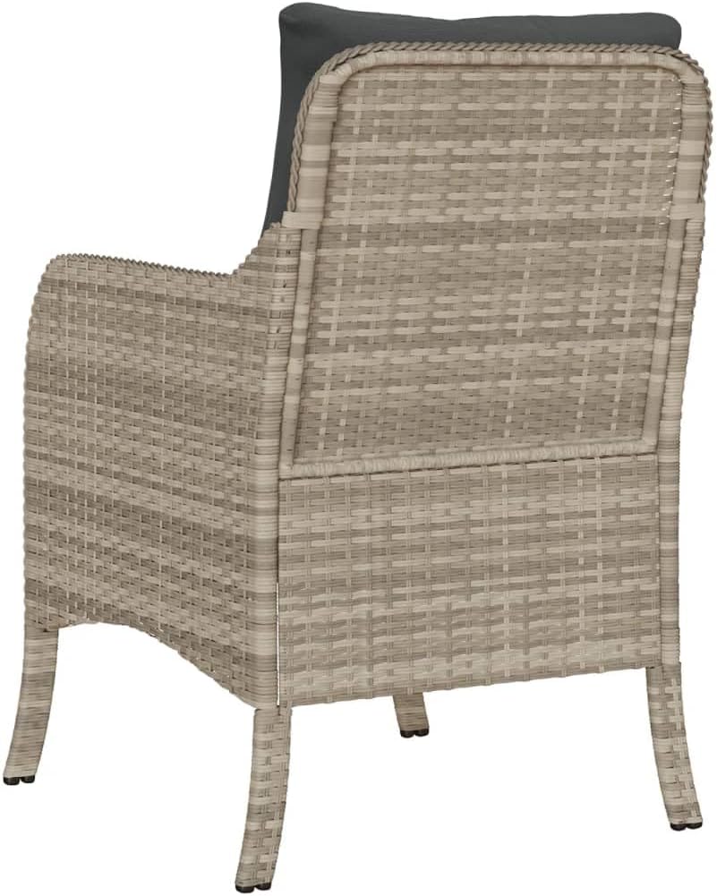 Gecheer 2 x Garden Chairs with Cushion, Light Grey, Poly Rattan Garden Chair Rattan Garden Chairs - QUORE