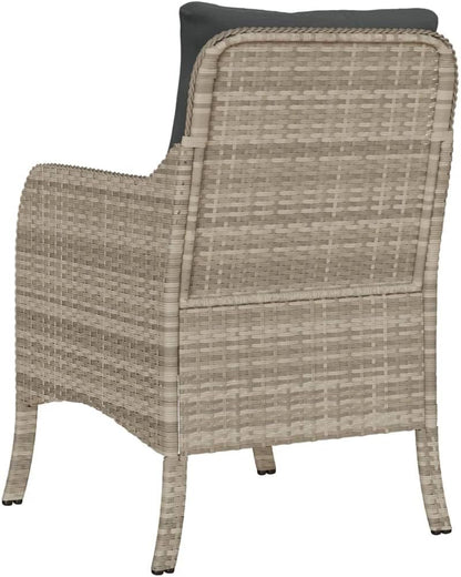 Gecheer 2 x Garden Chairs with Cushion, Light Grey, Poly Rattan Garden Chair Rattan Garden Chairs - QUORE