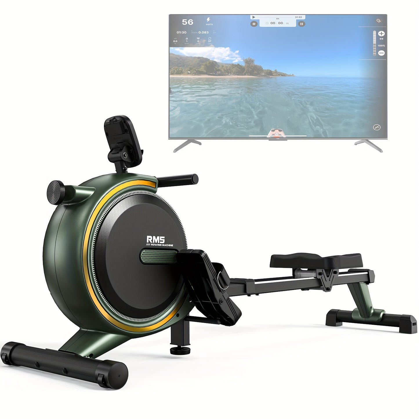 Quiet Magnetic Rowing Machine with 16-Level Adjustable Resistance - Foldable Home Gym Equipment, 150kg Weight Capacity, Magnetic Resistance System for Full-Body Workout, Cardio & Strength Training, Space-Saving Design, Batter