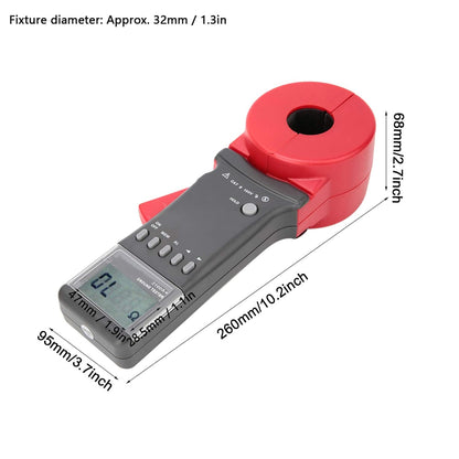 Digitale Aardingsweerstandsmeter – Lusweerstandsmeter – Klemweerstandsmeter – Grondaardetester – Weerstandstester met Ronde Klemmond – LCD-Display – Meetbereik 0,01-200 Ω