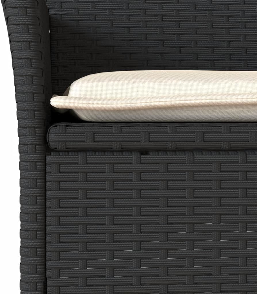 Tuinstoelen met kussens, 2 stuks, zwart, polyrotan PE, frame van gepoedercoat staal, kussen afneembaar en wasbaar, ideaal voor buiten en ontspanning, comfortabel - QUORE