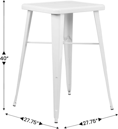 Flash Meubels 23.75'' Vierkant Metaal Binnen-Outdoor Bar Hoogte Tafel hedendaags 93.98 x 65.405000000000001 x 15.24 cm Kleur: wit