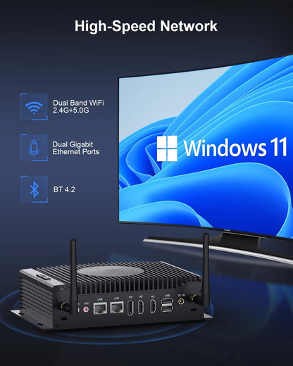 HISTTON Industriële Mini PC Windows 11 Pro, Core i5-10210U, DDR4 16GB 512GB M.2 SSD, Minicomputers Dual HD+DP 4K Triple Display, WiFi5/BT4.2/USB3.0/RS232/485COM, Mini Desktop Ondersteuning Linux