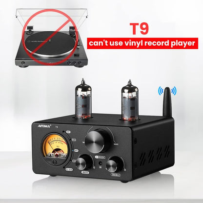 AIYIMA TUBE T9 Bluetooth 5.0 6K4 Vacuümbuisversterker USB DAC 100W Stereo-ontvanger Amp Coax/Opt HIFI Home Audio Digitale versterkers met VU-meter