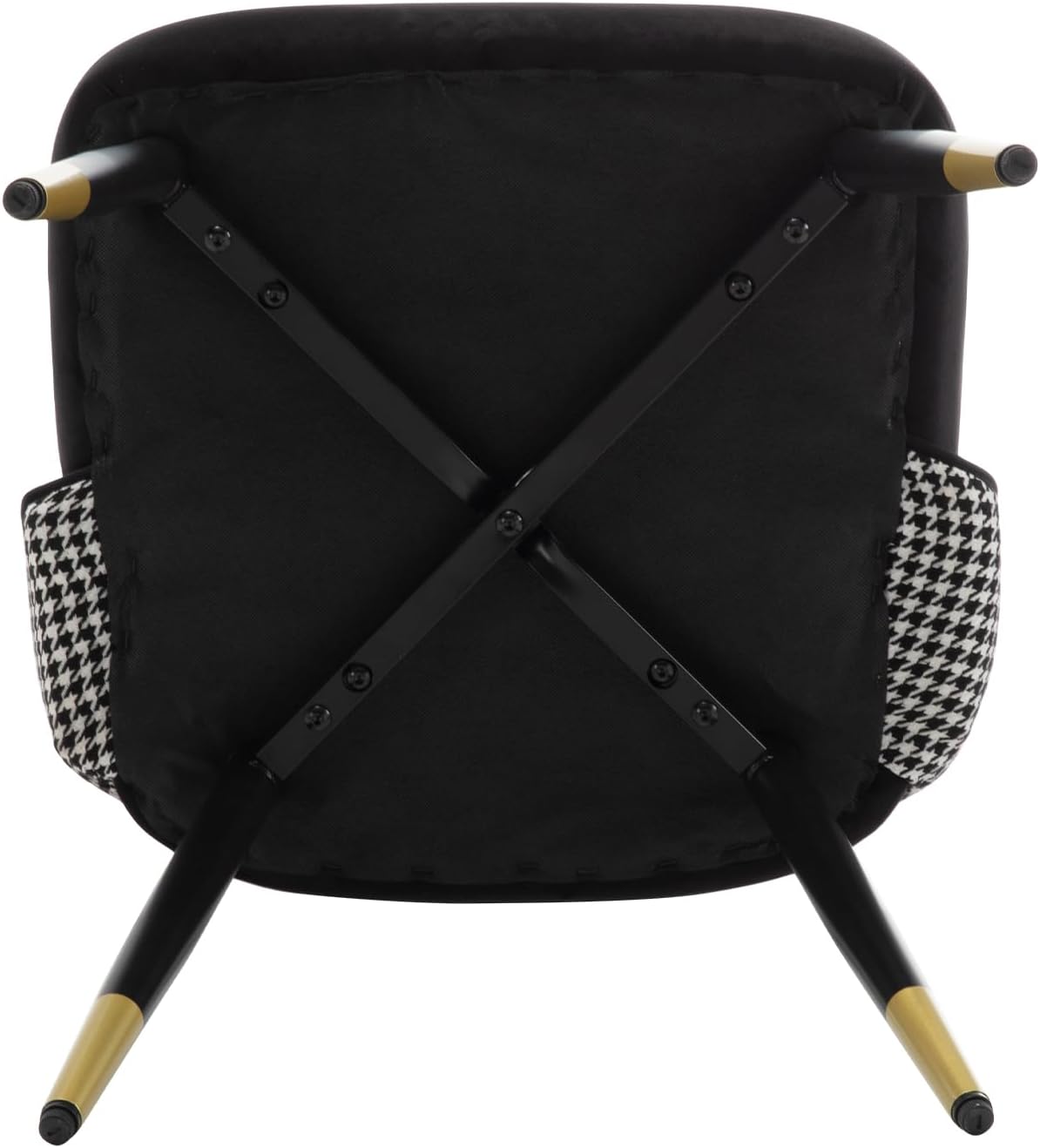 chairus Set of 2 Velvet Dining Chairs for Kitchen Living Room Modern Armless Office Chair Hollow Back Upholstered Corner Chairs with Metal Legs (Black-2) - QUORE